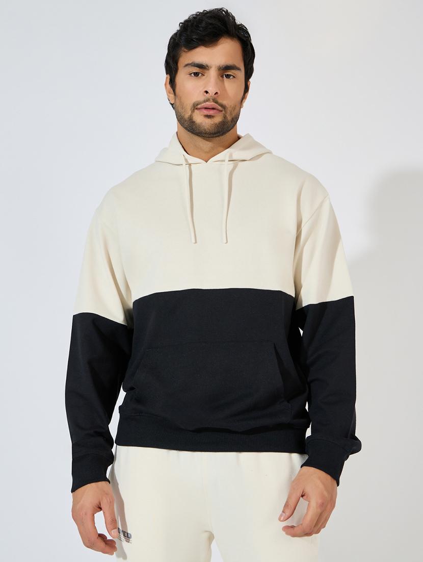 men color blocked hoocded sweatshirt
