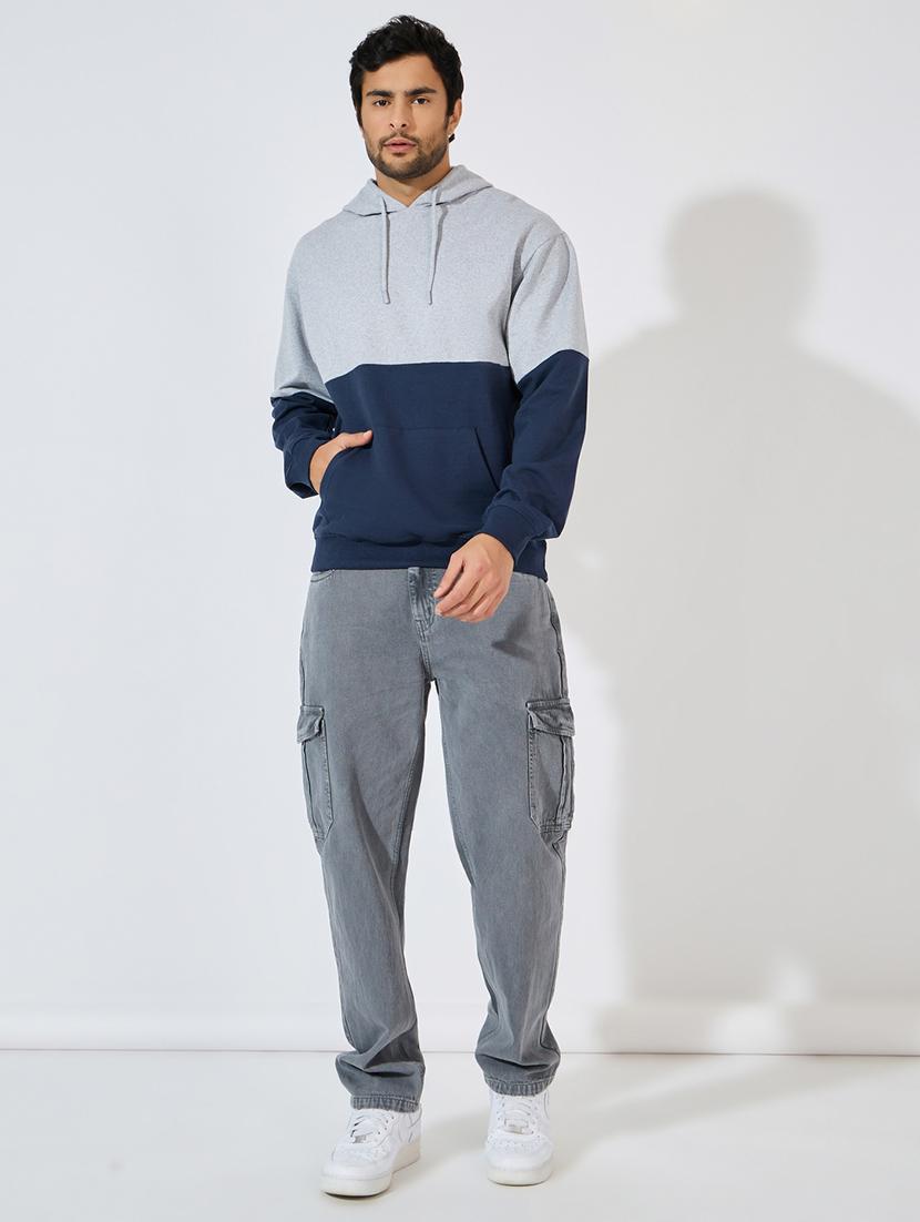 men color blocked long sleeve hoocded sweatshirt - 21544810 - Standard Image - 2
