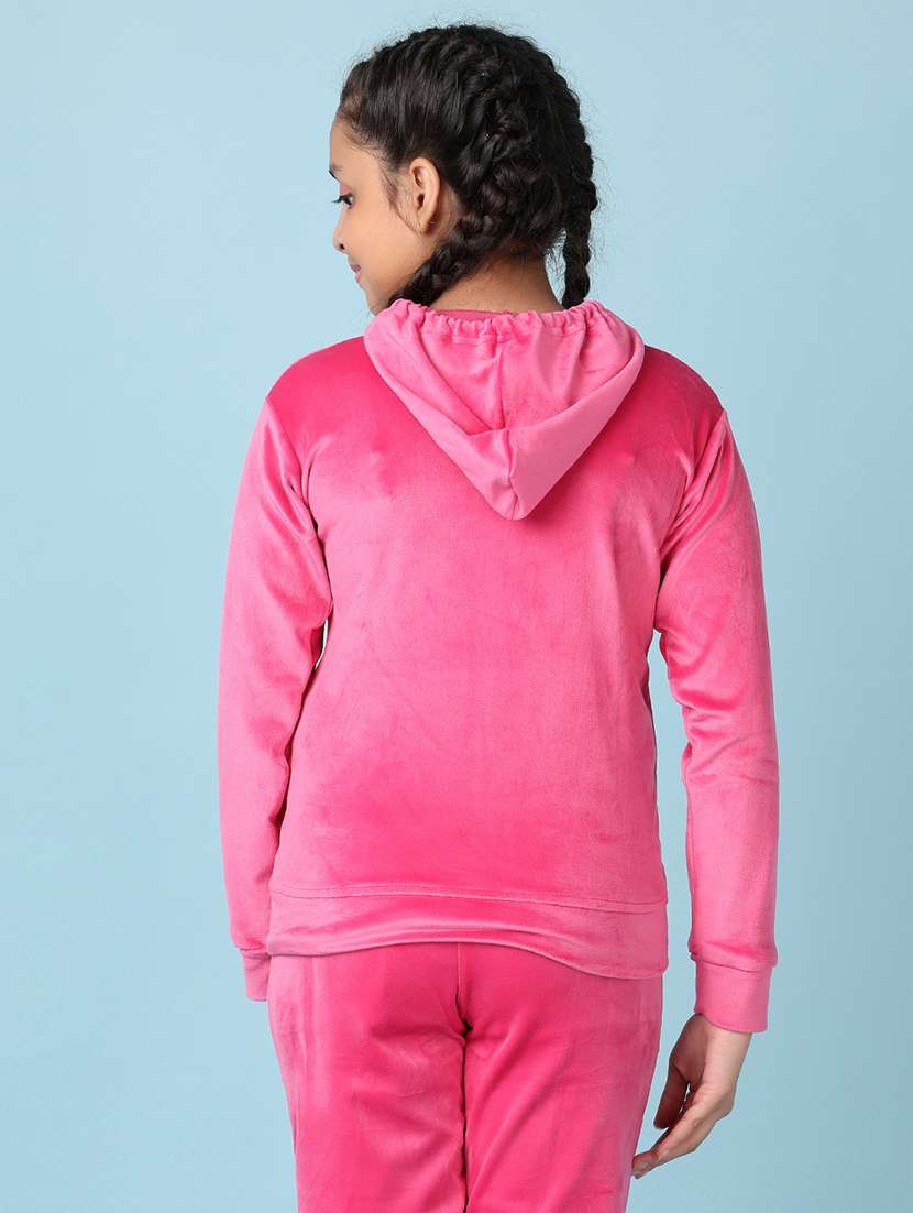 girls solid long sleeve hooded sweatshirt - 21544980 -  Standard Image - 2