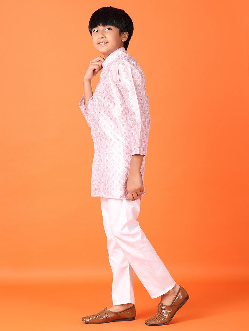 boys embroidered long sleeve kurta set - 21545024 - Standard Image - 2