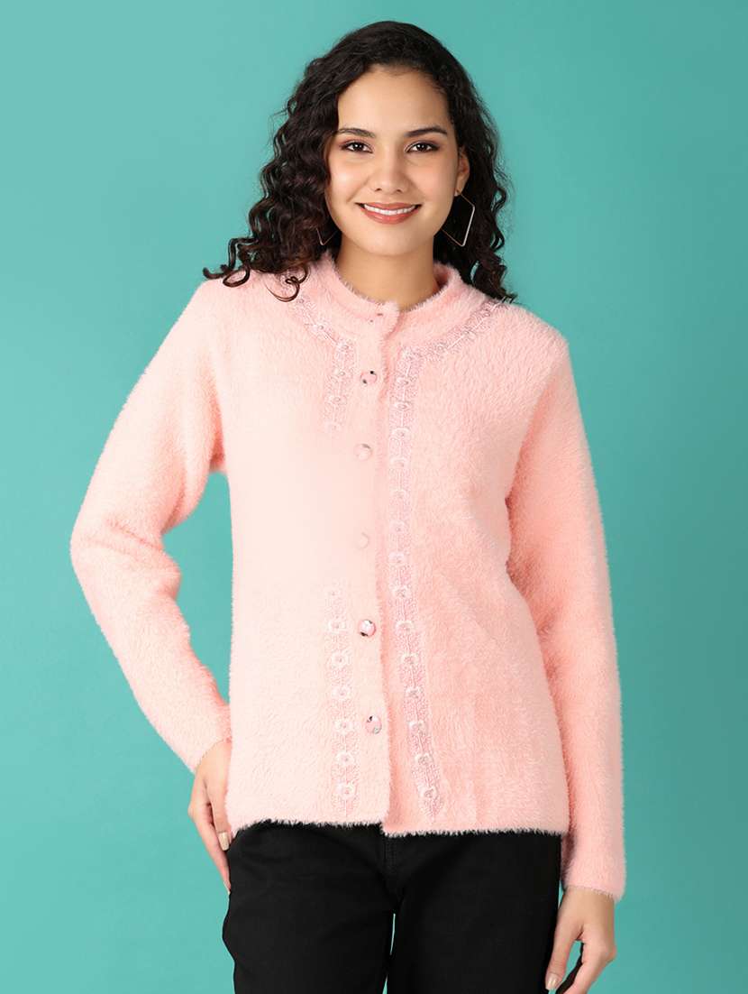 women self design long sleeve cardigan