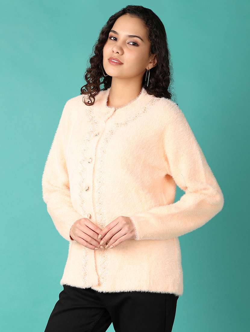 women self design long sleeve cardigan - 21545047 -  Standard Image - 2