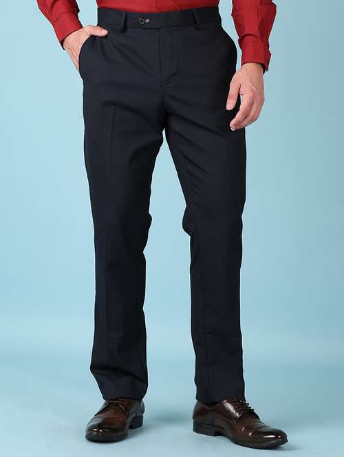men mid rise solid flat front formal trouser - 21545072 -  Standard Image - 0