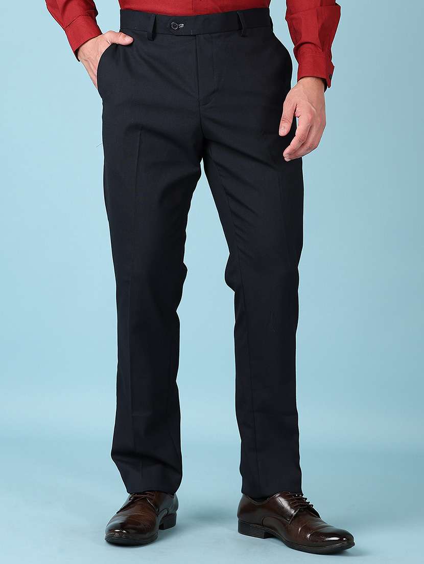 men mid rise solid flat front formal trouser