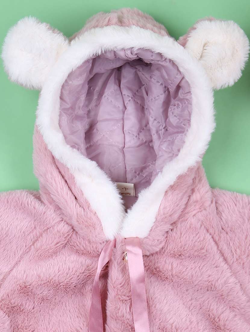 girls solid fur long sleeve jacket - 21545089 -  Standard Image - 2