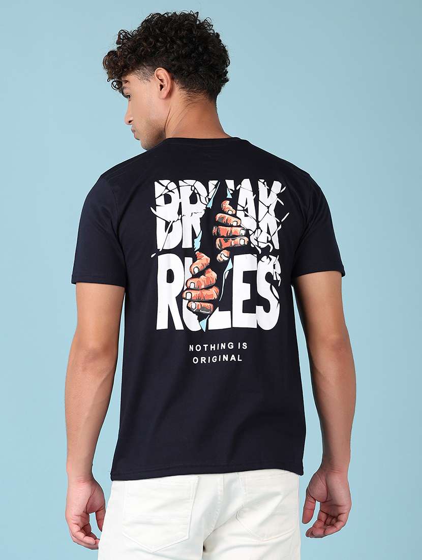 men round neck front & back print t-shirt - 21545330 -  Standard Image - 2