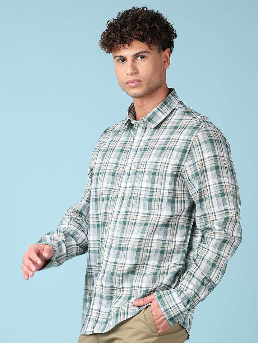 men checkered long sleeve casual shirt - 21545408 -  Standard Image - 2