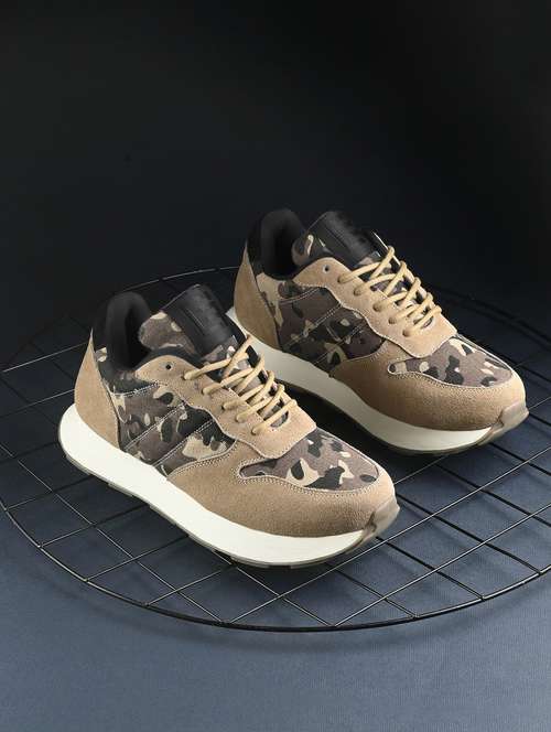 men beige lace up sneaker - 21545419 - Standard Image - 0