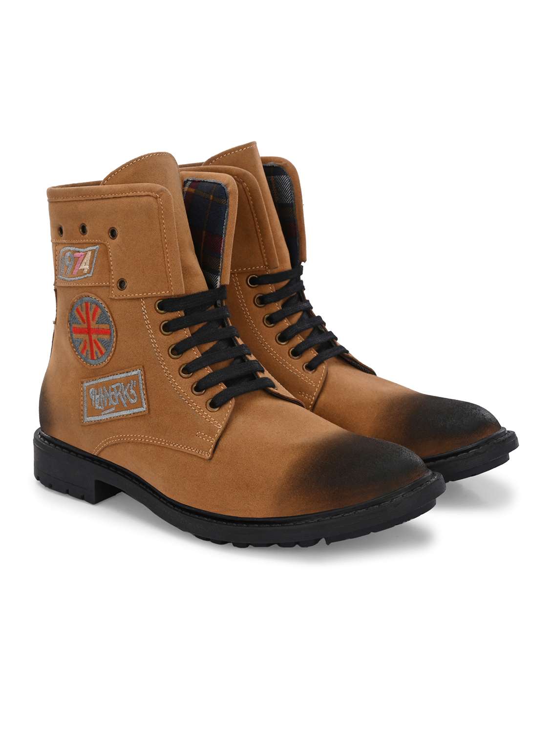 men tan lace up boot