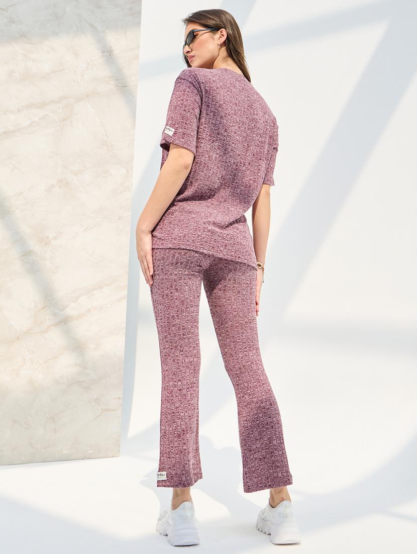 women pink solid top and trouser co-ord set - 21546975 - Standard Image - 2