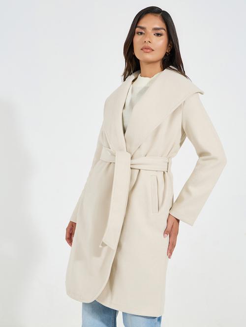 women beige solid trench coat - 21546978 - Standard Image - 0
