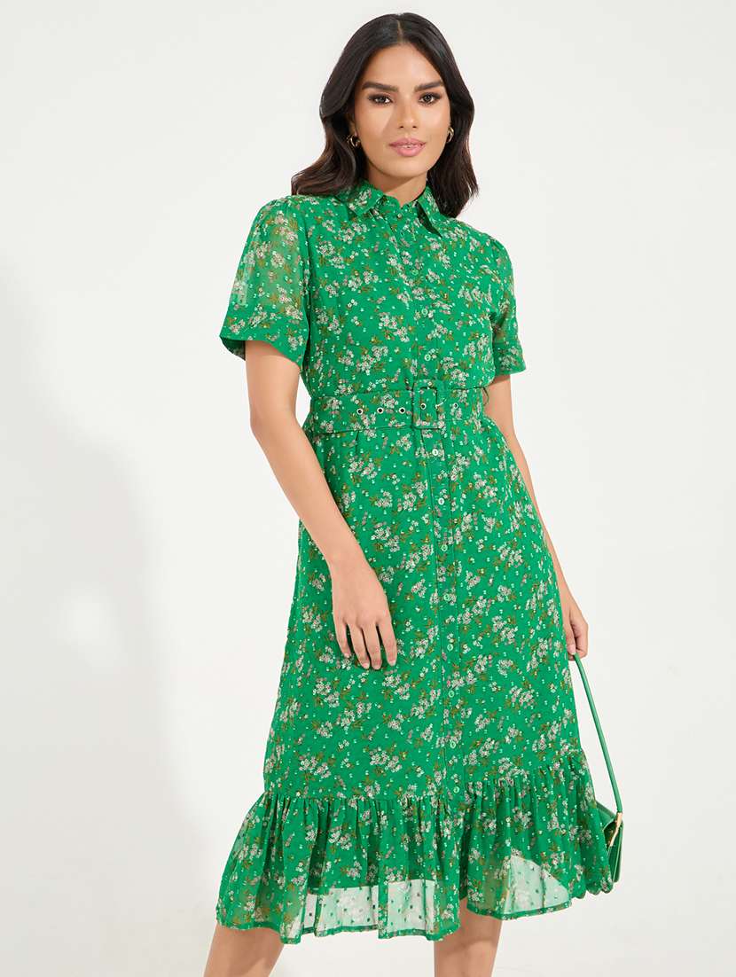 women green floral printed shirt dress - 21546980 -  Standard Image - 2