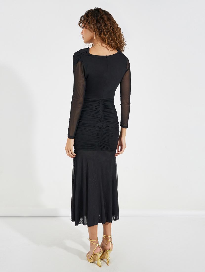 women black solid a-line dress - 21546990 - Standard Image - 2