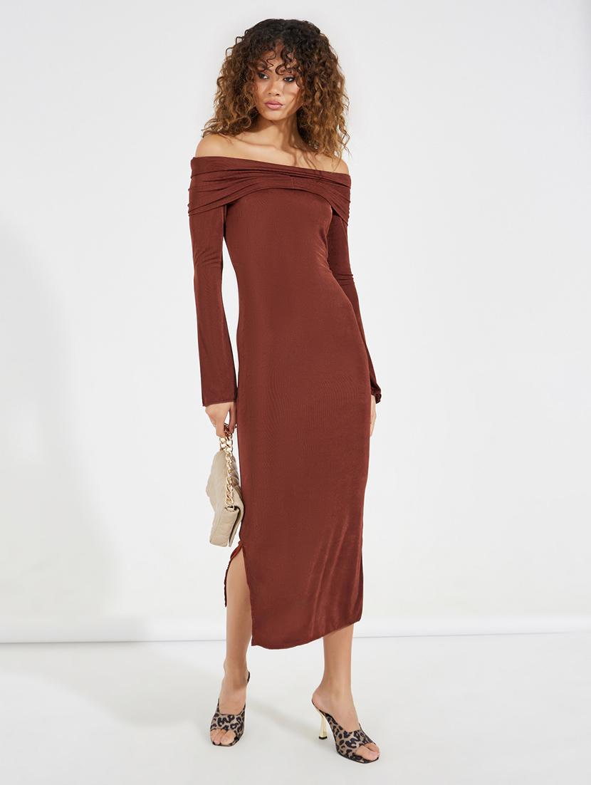 women brown solid sheath dress - 21546996 -  Zoom Image - 0