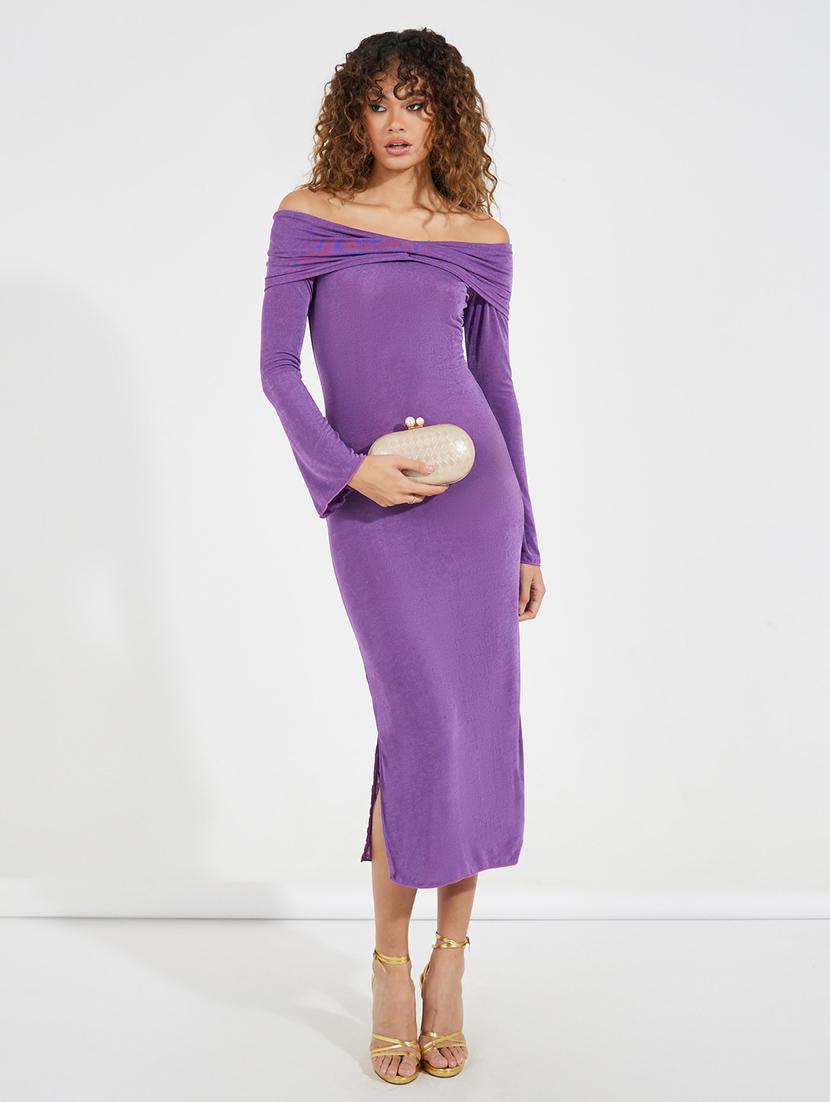 women purple solid sheath dress - 21546997 -  Zoom Image - 0