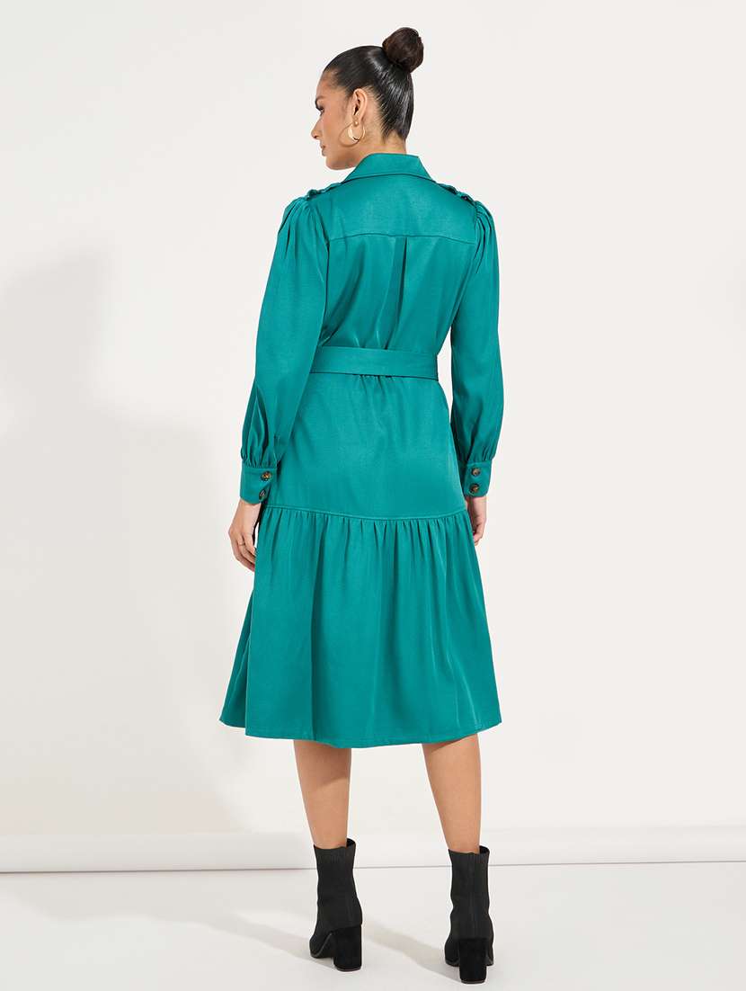 women teal solid tiered dress - 21547007 -  Standard Image - 2