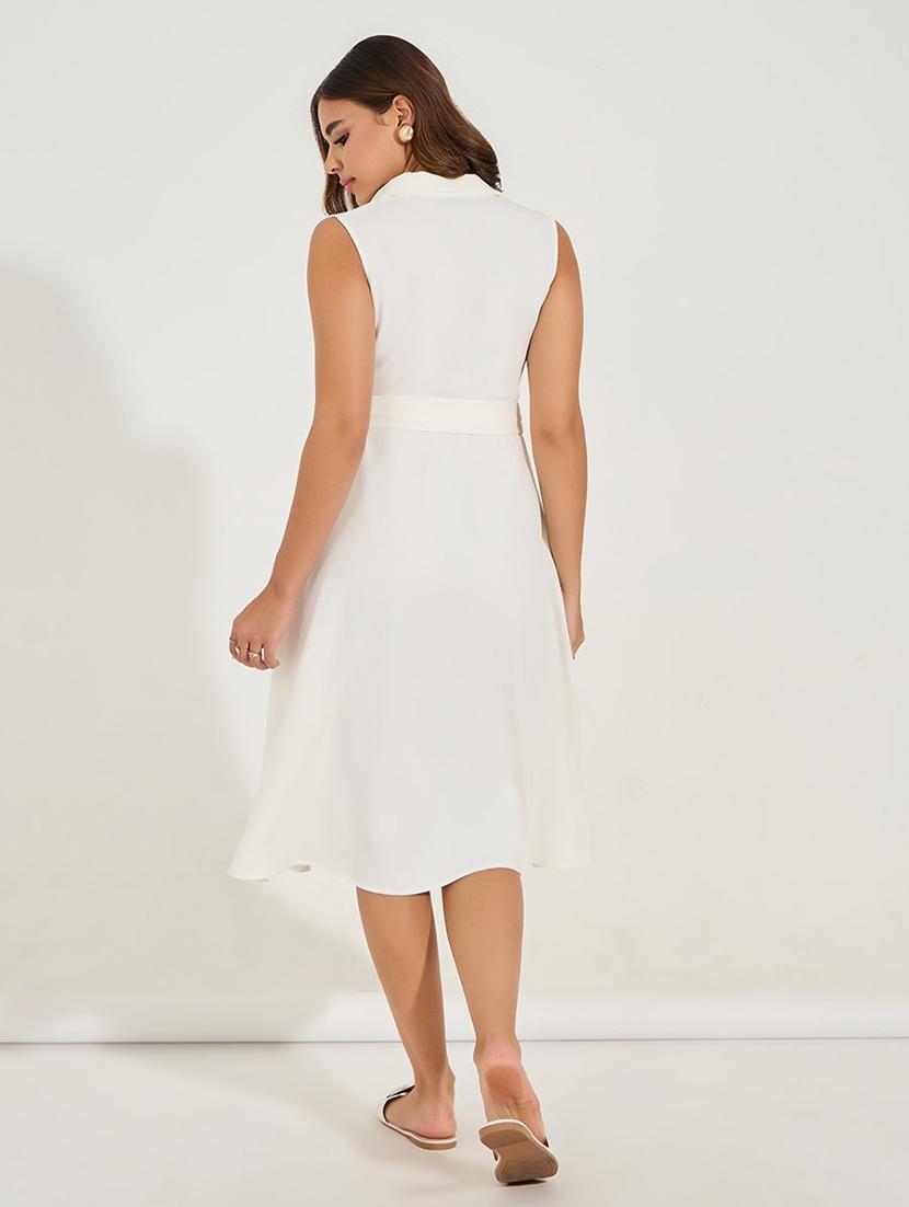 women white solid a-line dress - 21547011 - Standard Image - 2