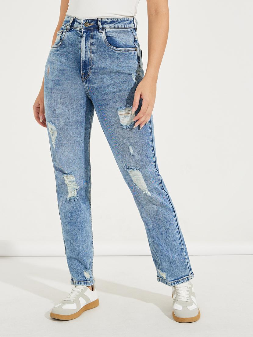 women blue distress jean - 21547025 - Zoom Image - 0