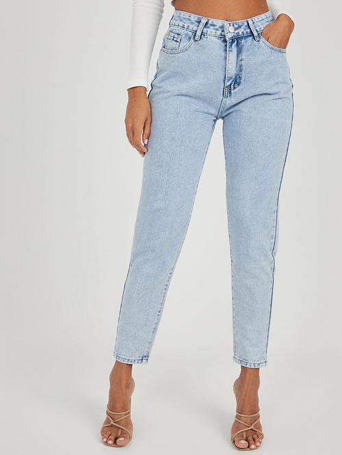 women blue plain slim fit jean - 21547027 -  Standard Image - 0