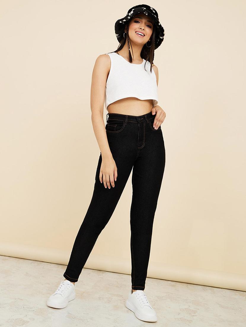 women black plain skinny fit jean - 21547030 - Standard Image - 2