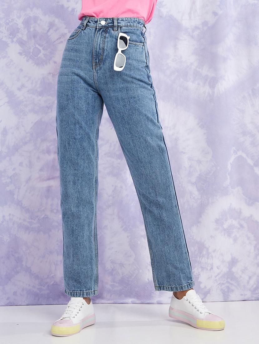 women blue straight fit jean - 21547042 - Standard Image - 2