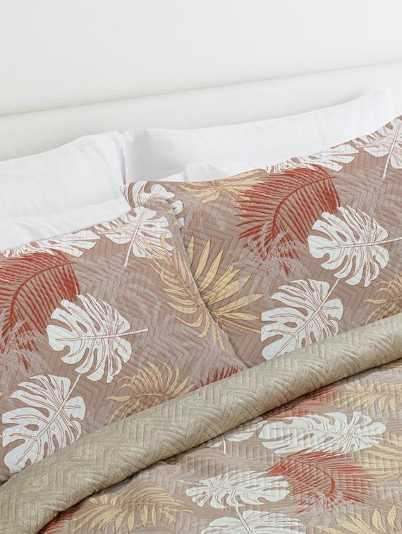 veahome cotton tropical printed king size bedcover - beige - 21547482 - Standard Image - 2