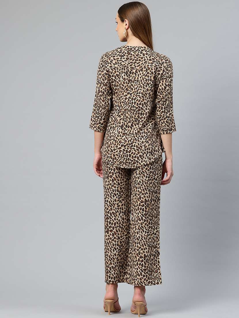 beige crepe top and trouser set coord - 21547525 -  Standard Image - 2