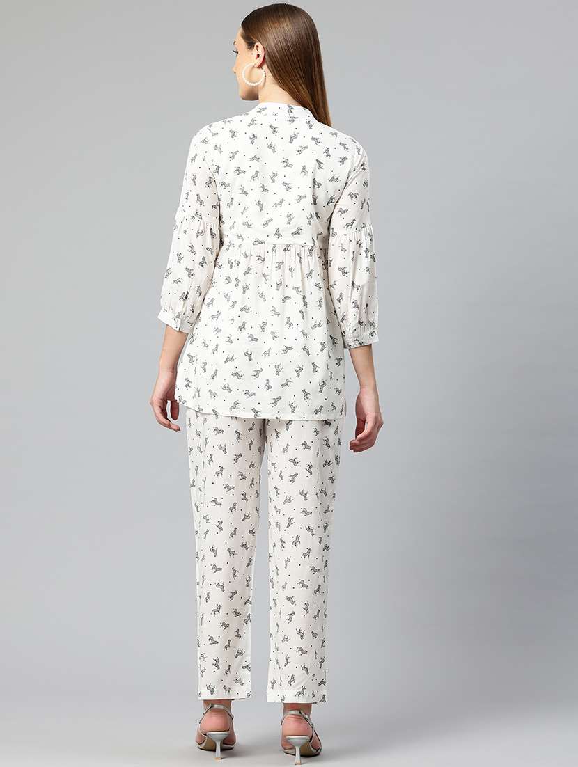 white rayon top and trouser set coord - 21547526 -  Standard Image - 2