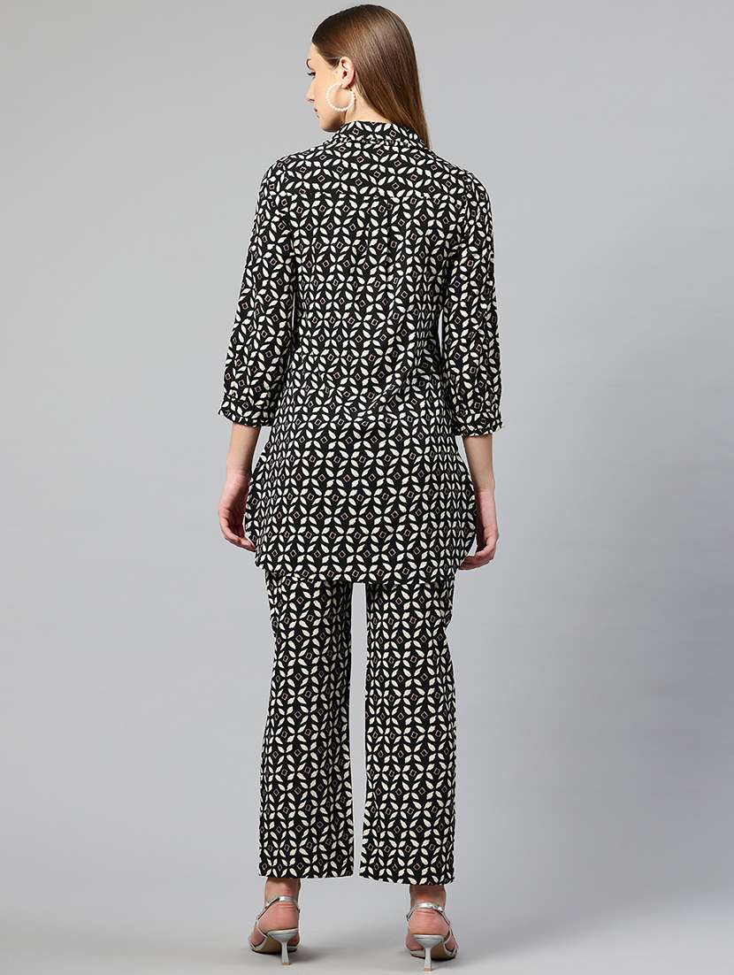 black crepe top and trouser set coord - 21547527 -  Standard Image - 2