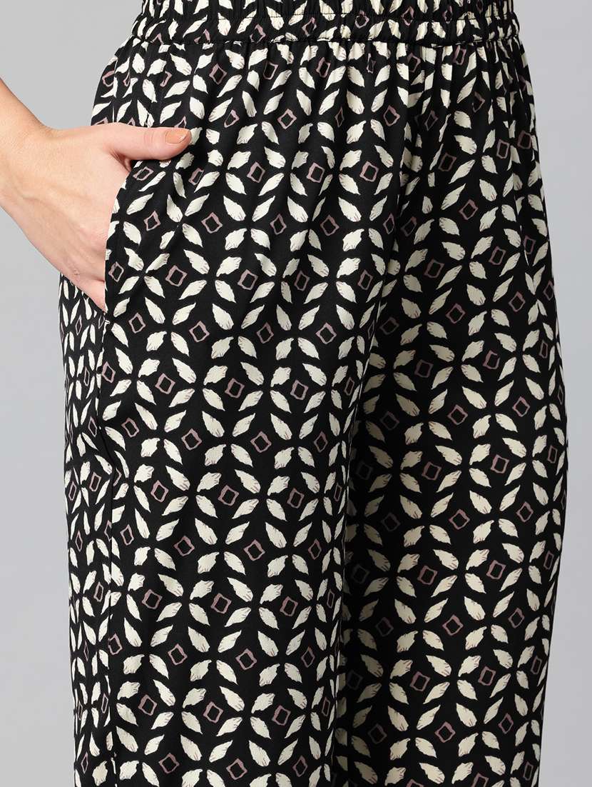 black crepe top and trouser set coord - 21547527 -  Standard Image - 7