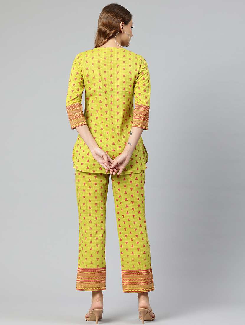 women green printed top and trouser co-ord set - 21547533 -  Standard Image - 2