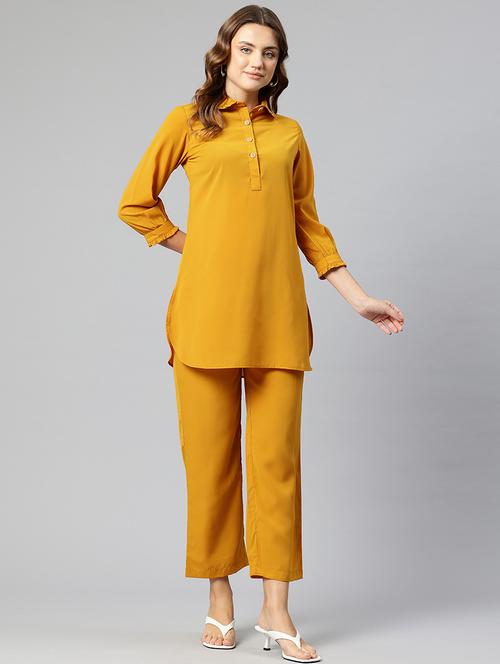 women solid top and trouser co-ord set - 21547543 -  Standard Image - 0