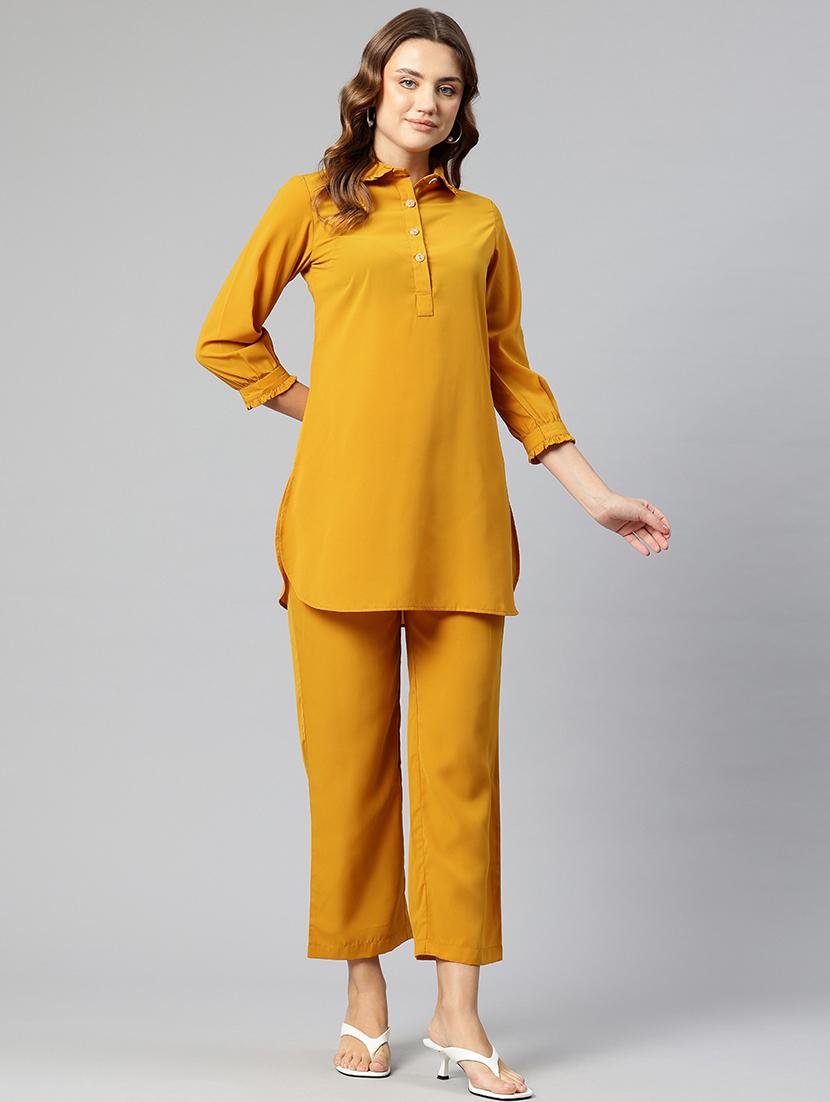 women solid top and trouser co-ord set - 21547543 -  Zoom Image - 0
