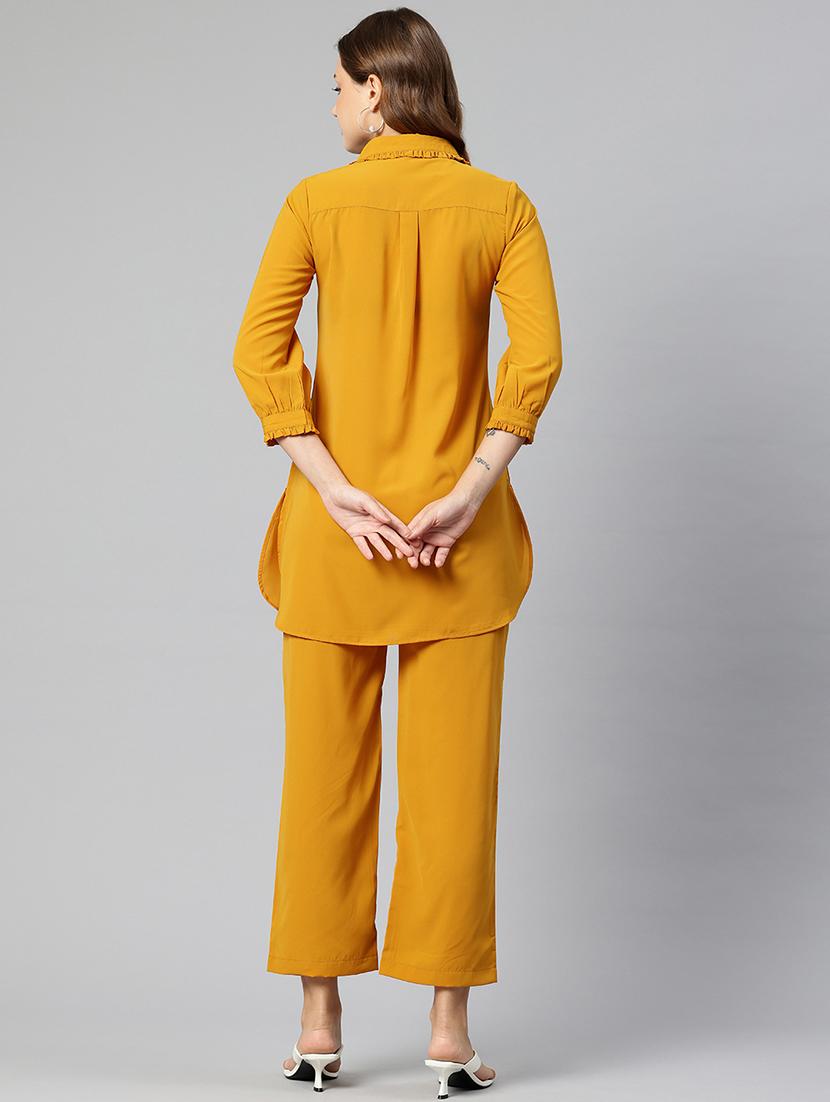women solid top and trouser co-ord set - 21547543 - Standard Image - 2