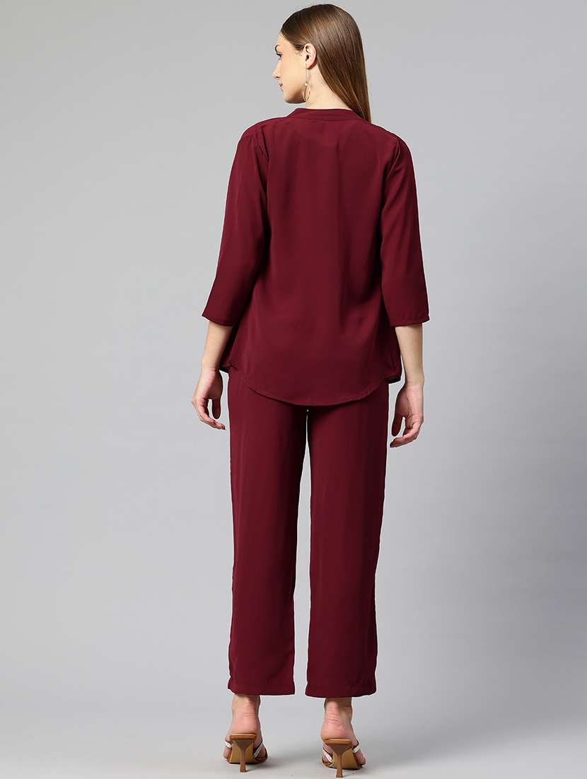 women solid top and trouser co-ord set - 21547544 -  Standard Image - 2