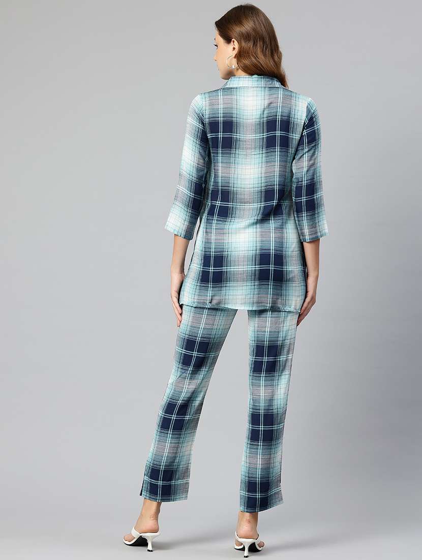 women checks top and trouser co-ord set - 21547547 -  Standard Image - 2