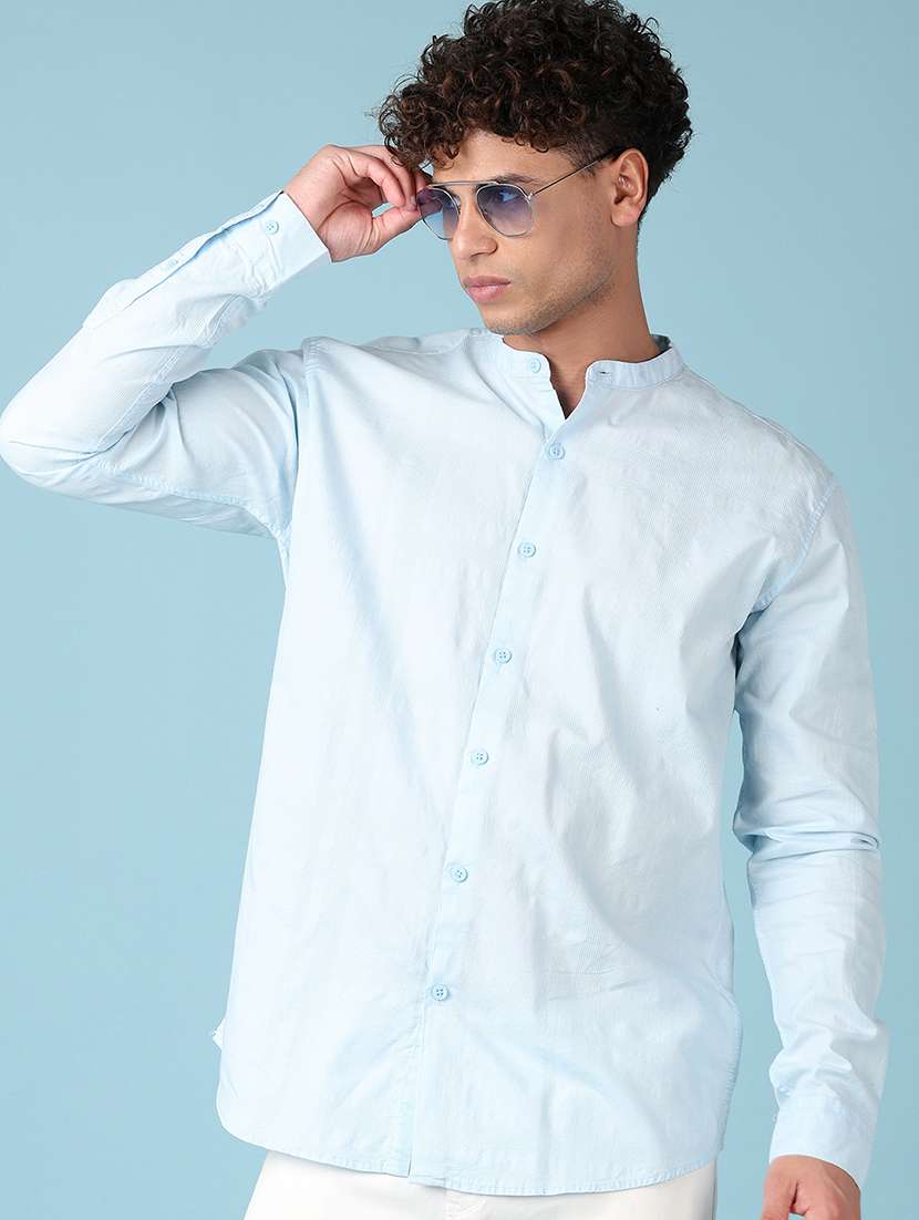 men solid long sleeve casual shirt