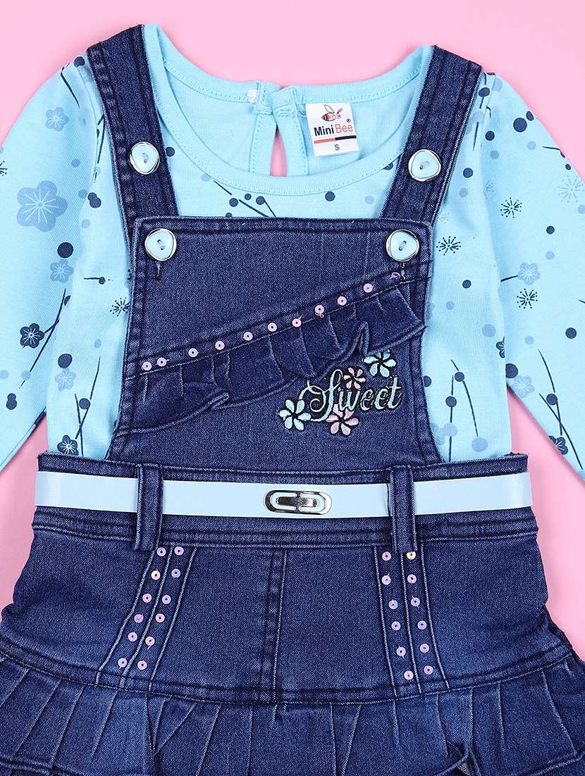 girls printed dungarees twin set - 21547641 -  Standard Image - 2