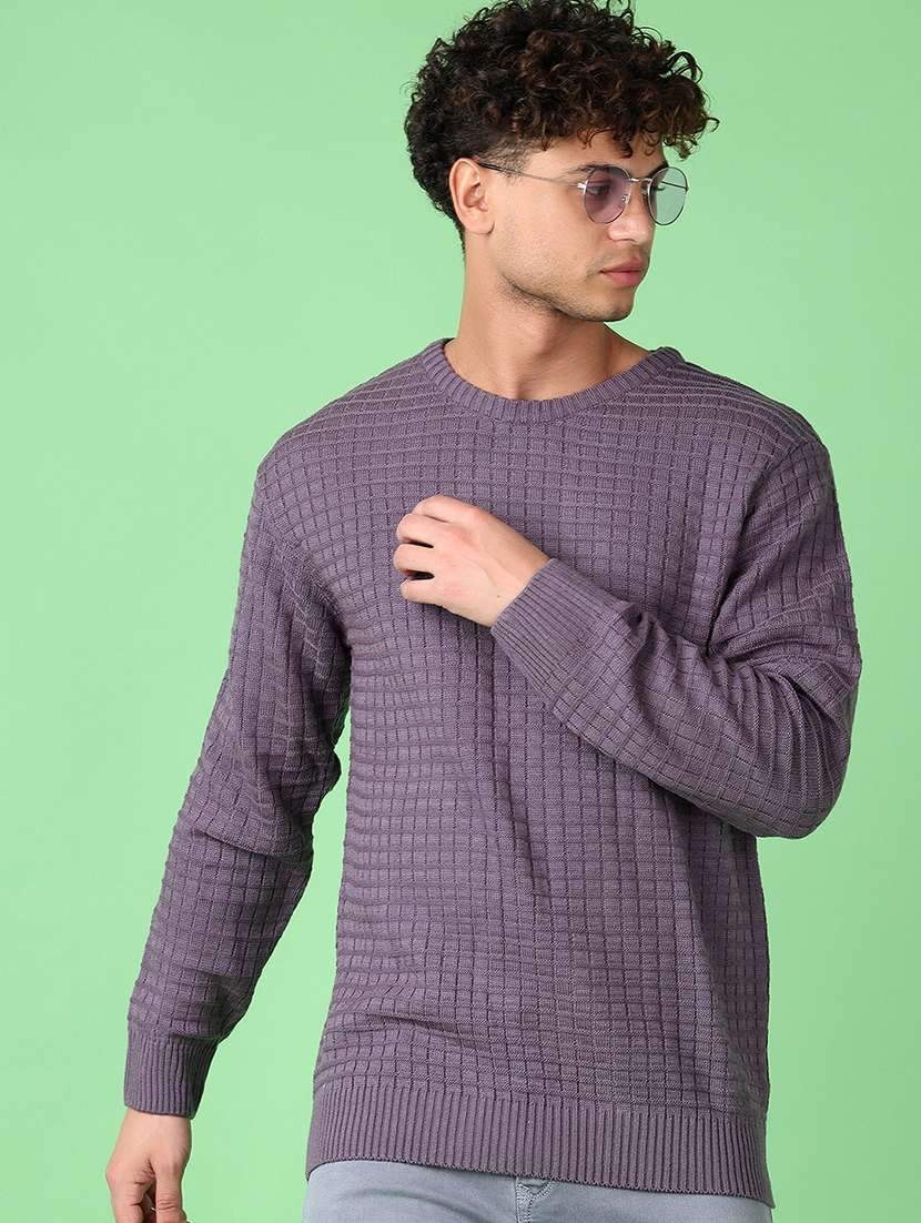 men long sleeves self design pullover