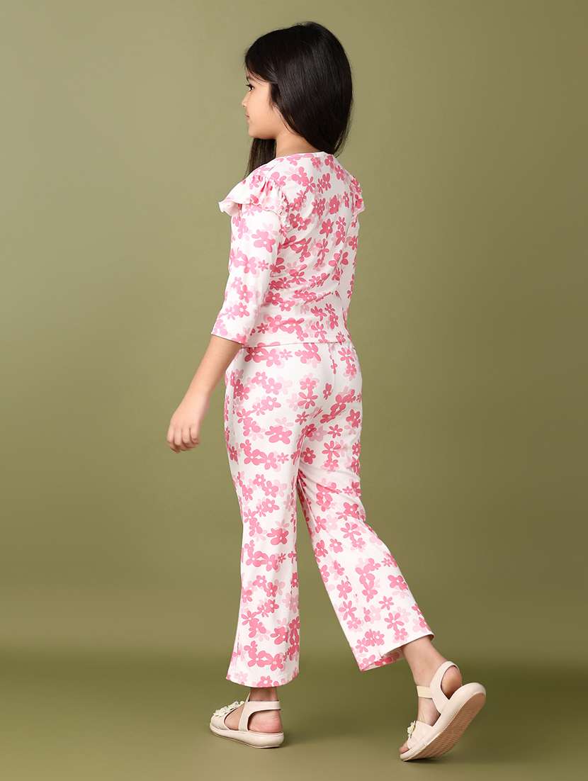 girls floral printed top & trouser full length set - 21547658 - Standard Image - 2