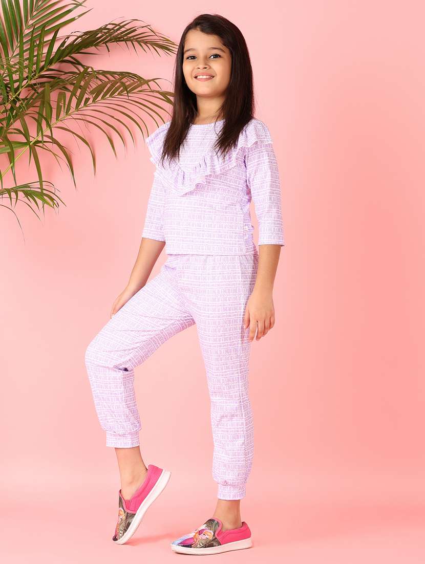 girls geometric printed top & trouser full length sets - 21547659 -  Standard Image - 2