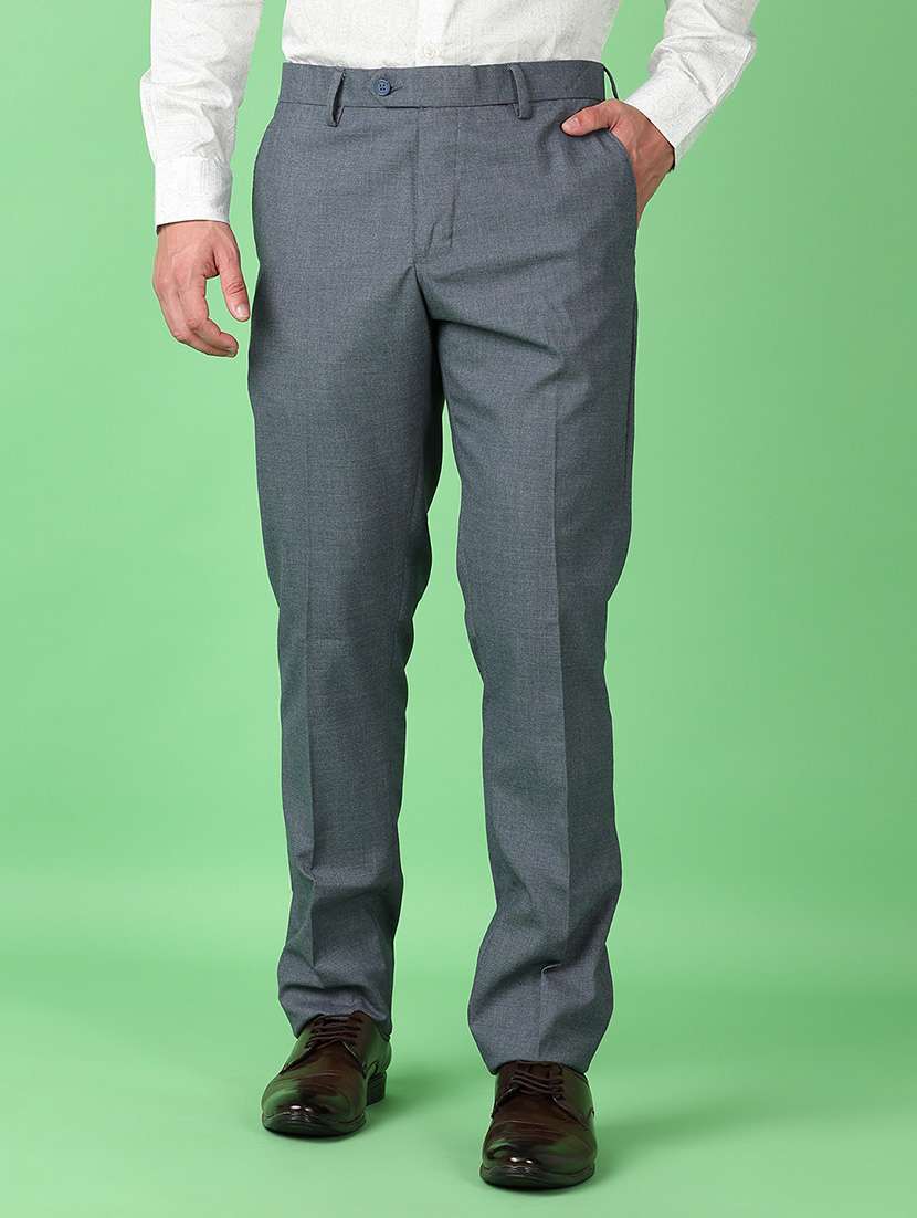 men solid flat front formal trouser