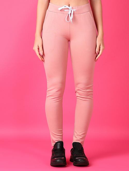 women solid pink cotton track pant - 21547697 - Standard Image - 0