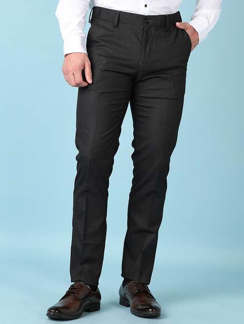 men mid rise solid flat front formal trouser