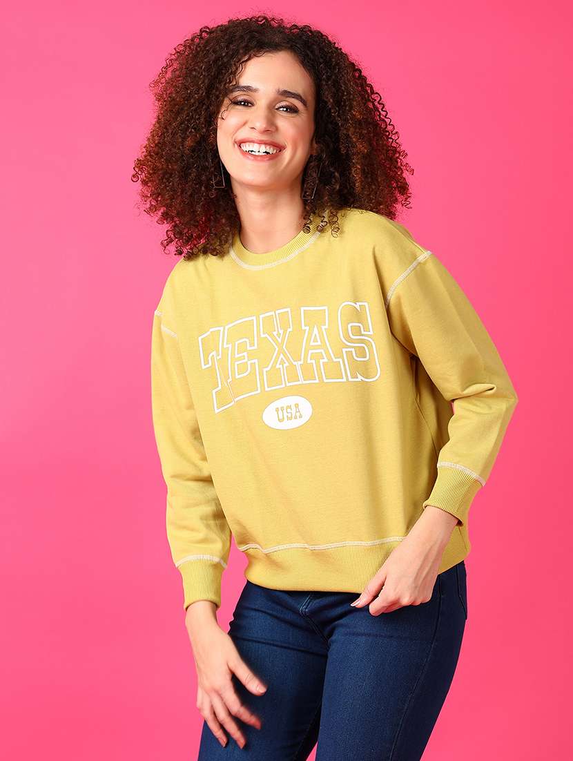 women chest print long sleeve sweatshirt - 21547924 -  Standard Image - 2