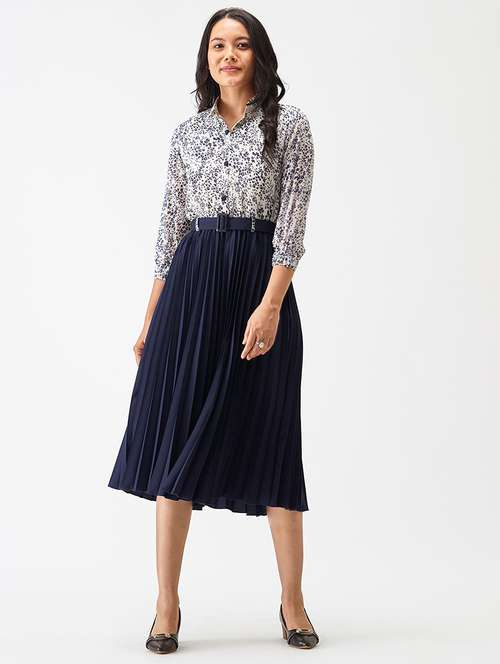 women shirt collar neck printed a-line dress - 21548778 -  Standard Image - 0