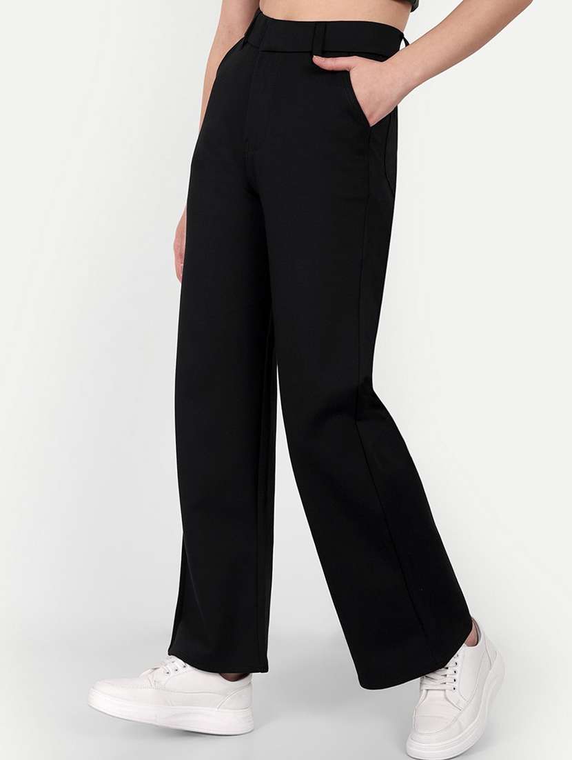 women solid relaxed fit tailored pant - 21548916 -  Standard Image - 2