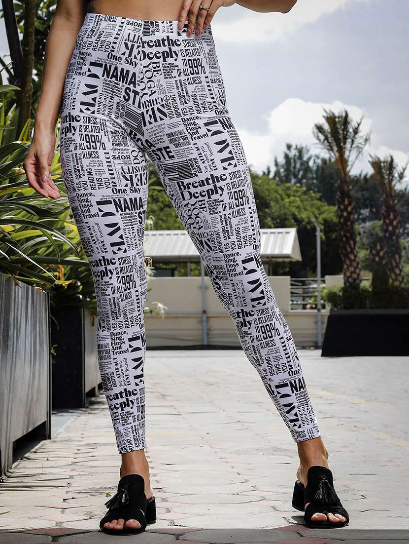 women typographic ankle length leggings - 21548928 - Zoom Image - 0