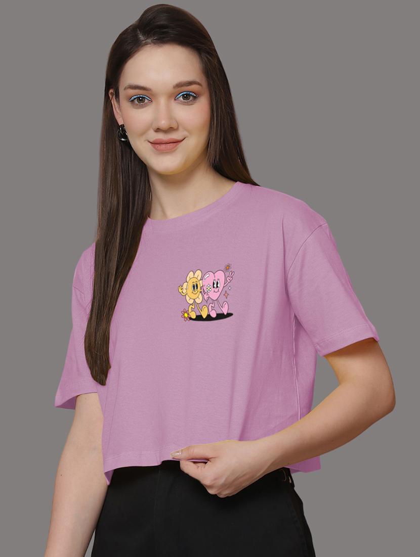 women front & back print round neck t-shirt - 21548943 - Standard Image - 2