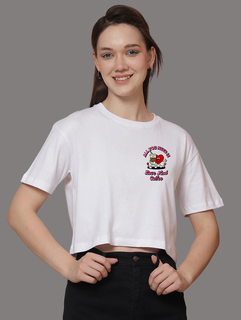 women front & back print round neck t-shirt - 21548944 - Zoom Image - 0